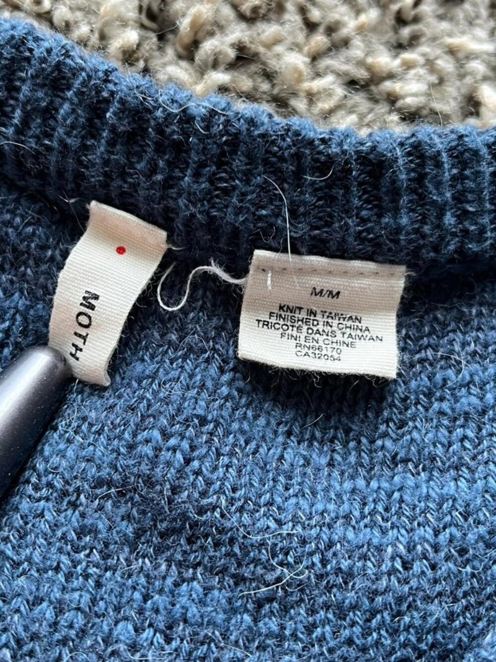 Anthropologie Moth Textured Alpaca Wool Blue Knit Sweater Wmn Med Indie Cottage - Picture 2 of 8